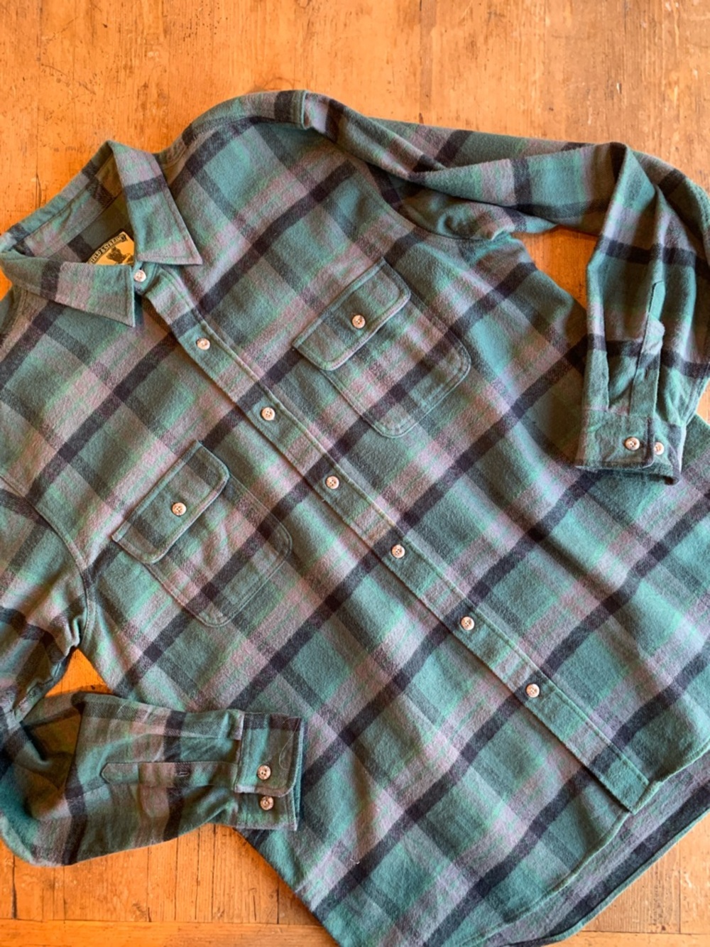 Field & Stream Teal and Dark Green Plaid Shirt